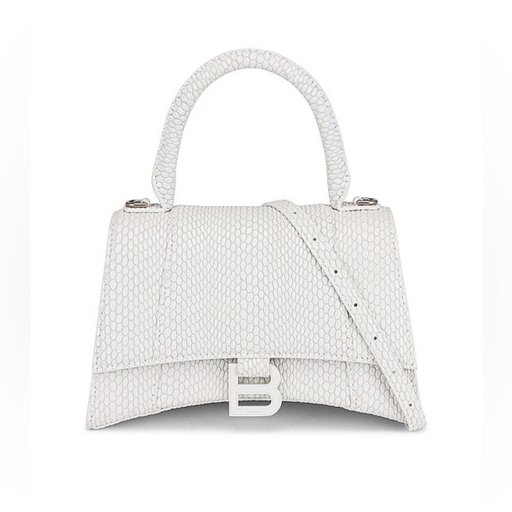 Balenciaga Hourglass Top Handle Small in Optic White